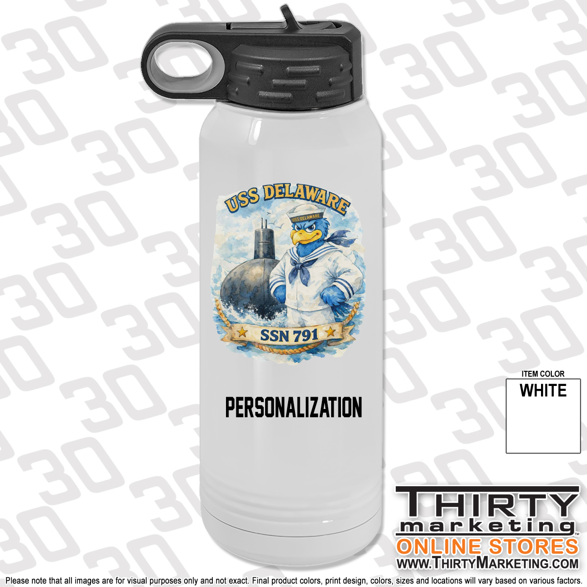 USS Delaware FRG 30oz Water Bottle - Image 7
