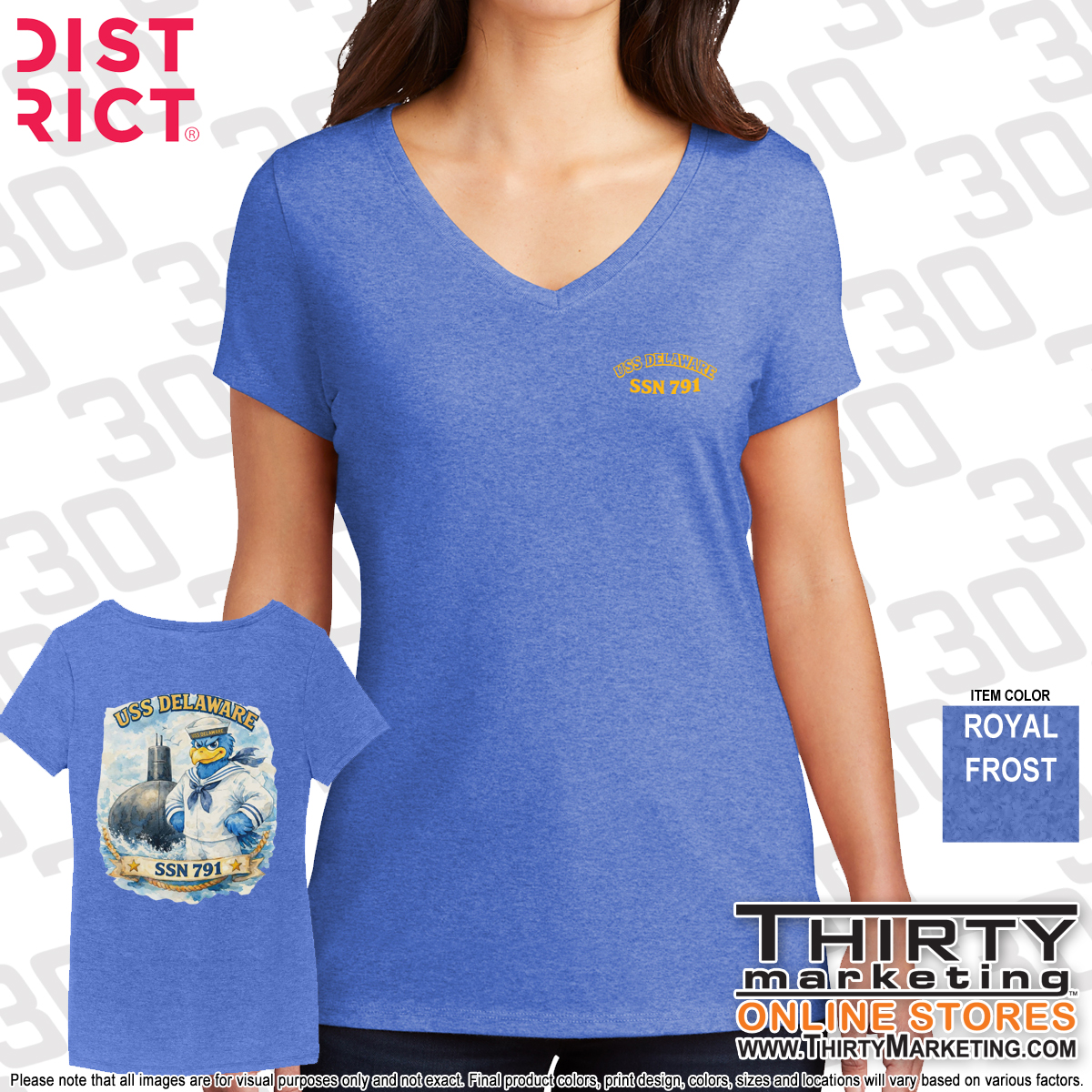 USS Delaware FRG Hen Perfect Tri® V-Neck Tee - Image 2
