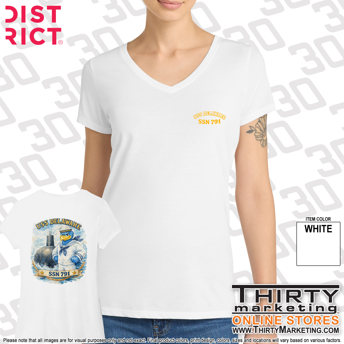 USS Delaware FRG Hen Perfect Tri® V-Neck Tee