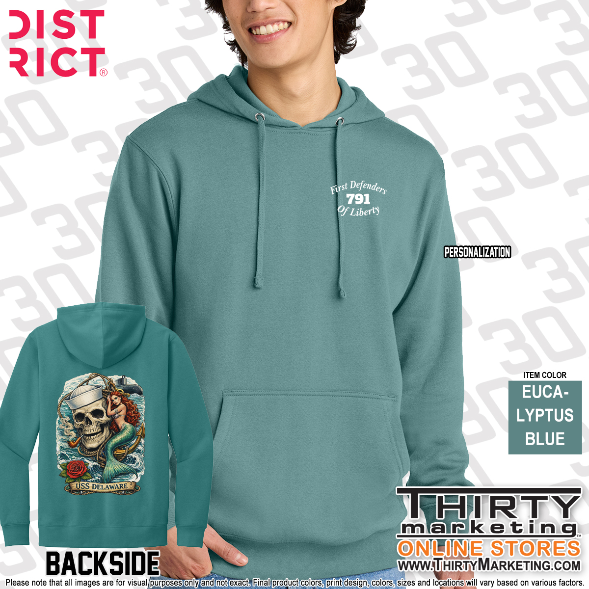 USS Delaware FRG Skull Fleece Hoodie - Image 5