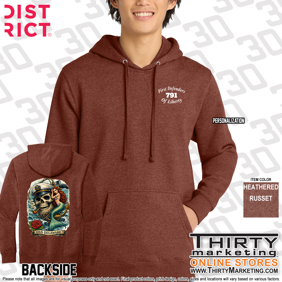 USS Delaware FRG Skull Fleece Hoodie - Image 6