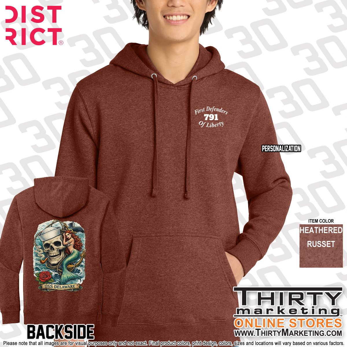 USS Delaware FRG Skull Fleece Hoodie - Image 7