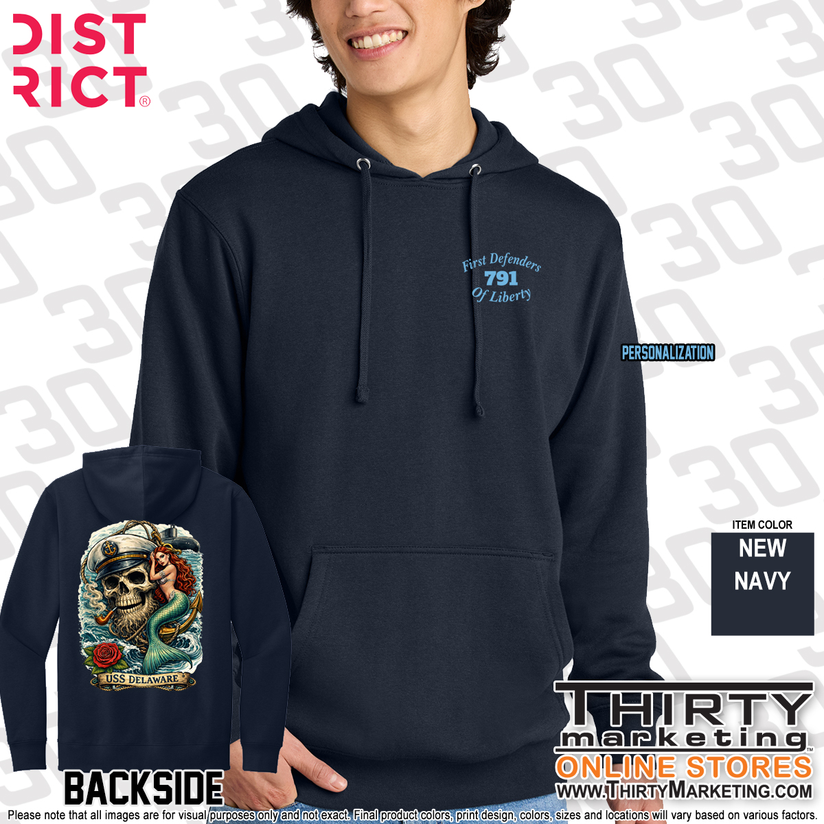 USS Delaware FRG Skull Fleece Hoodie - Image 8