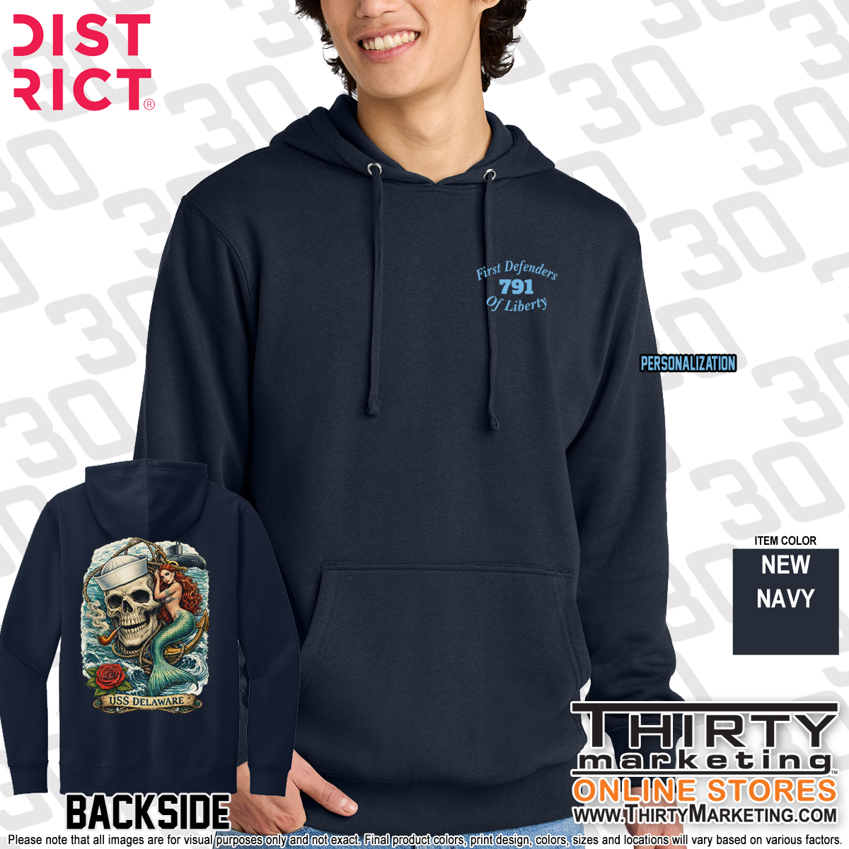 USS Delaware FRG Skull Fleece Hoodie - Image 9