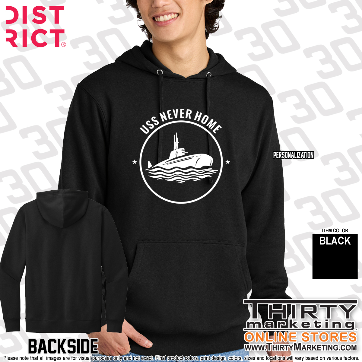 USS Texas FRG Never Home Fleece Hoodie - Image 3