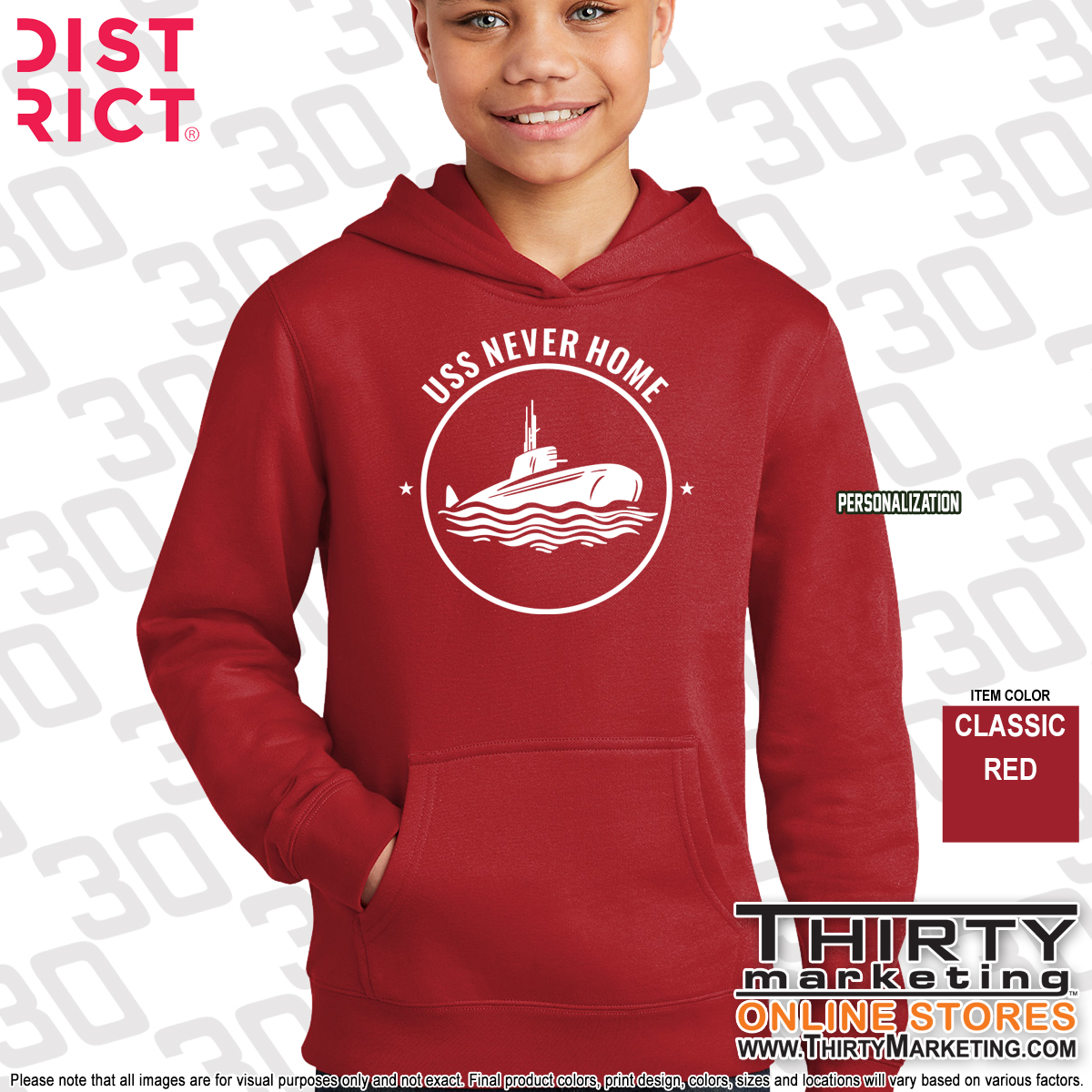 USS Texas FRG Never Home Youth Fleece Hoodie - Image 4