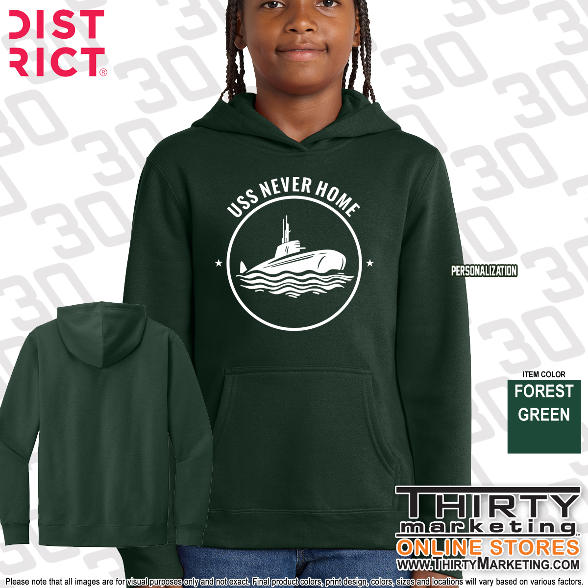 USS Texas FRG Never Home Youth Fleece Hoodie - Image 5