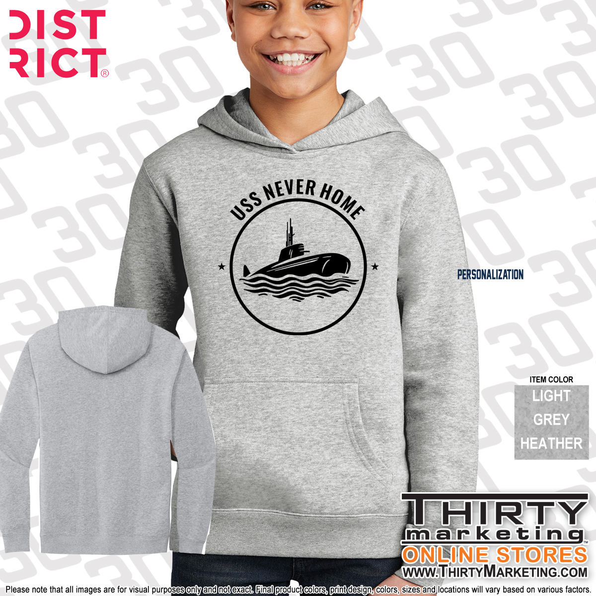 USS Texas FRG Never Home Youth Fleece Hoodie - Image 6