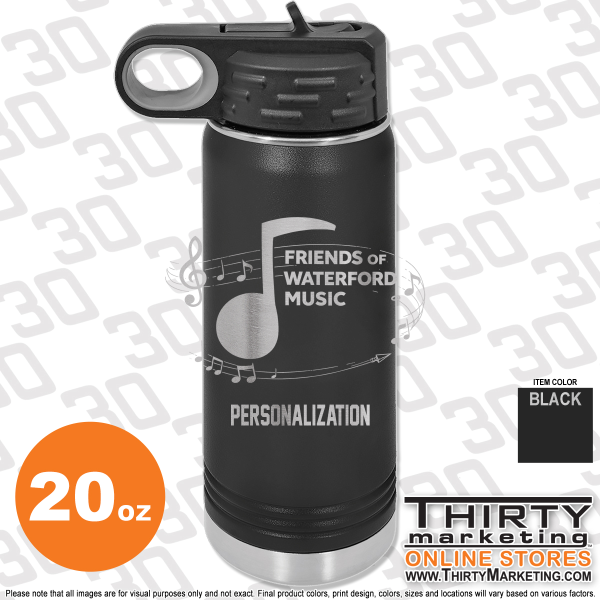 Friends of Waterford Music Engraved 20oz Water Bottle